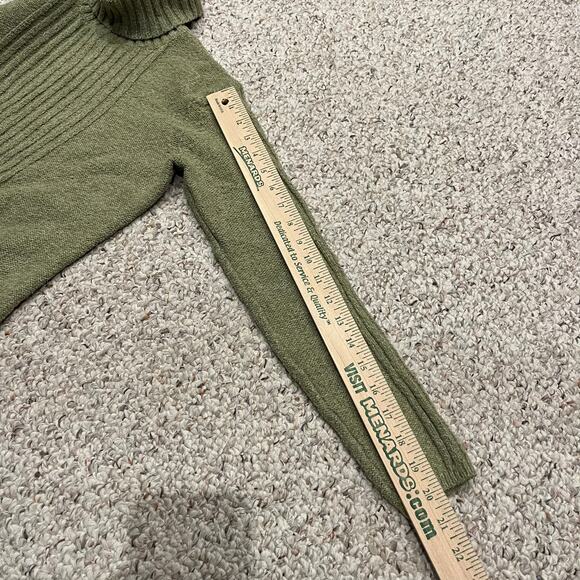 Sundance Turtleneck Sweater Sz M Petite Green Cotton Silk Blend Fall Casual - Picture 5 of 6